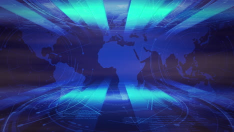 intro news graphic animation with neon lines and world map abstract background