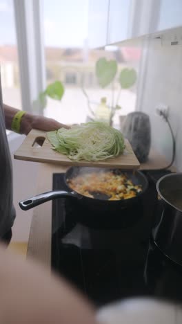 preparing cabbage dish
