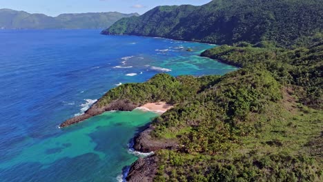 Aerial-view-showing-sandy-private-beach-of-Onda-during-sunny-day