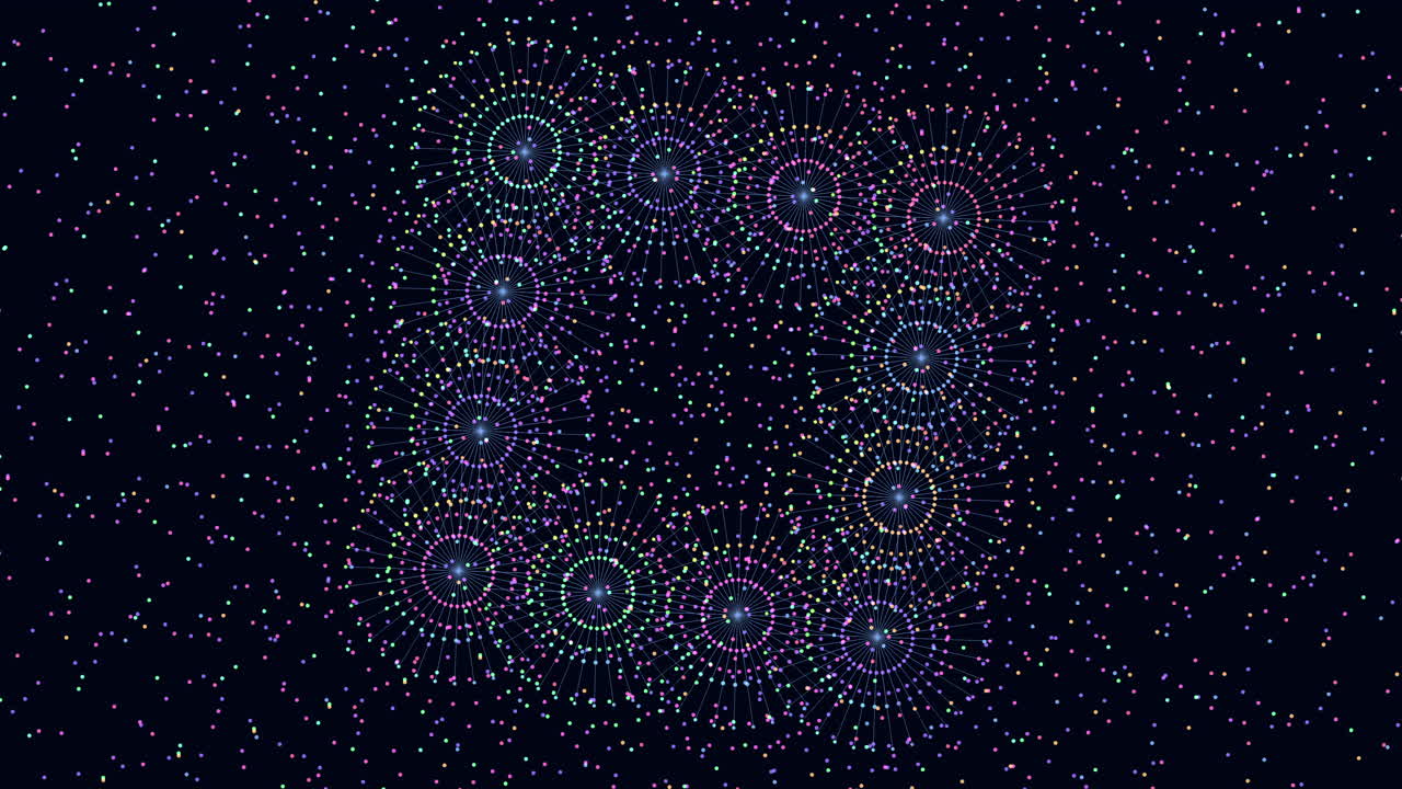 Intricate and vibrant dot pattern on black background