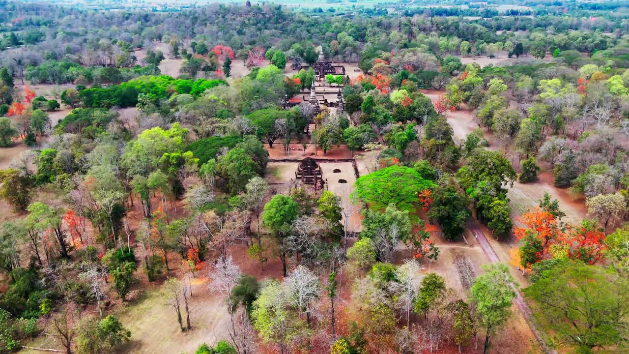 Aerial view of Sukhothai Thailand Si Satchanalai Historical Park, ancient ruins pagoda and temple buddhist cultural unesco heritage
