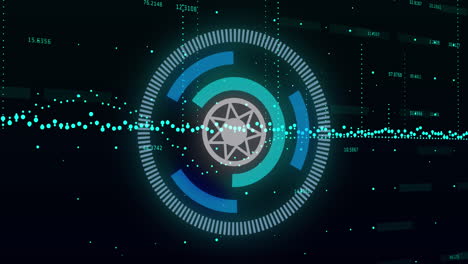 animación del escaneo del alcance y el procesamiento de datos financieros