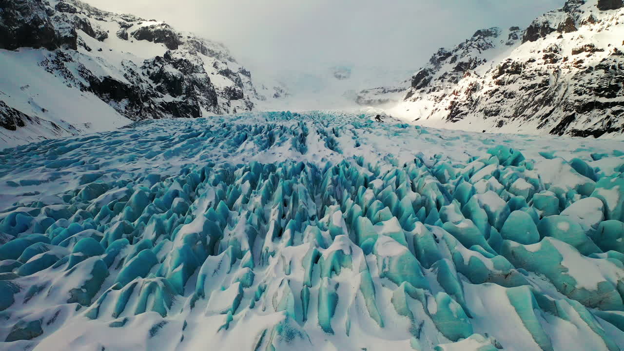Scenic View Of The Kviarjokull Glacier Outlet In South Iceland - Aerial drone shot