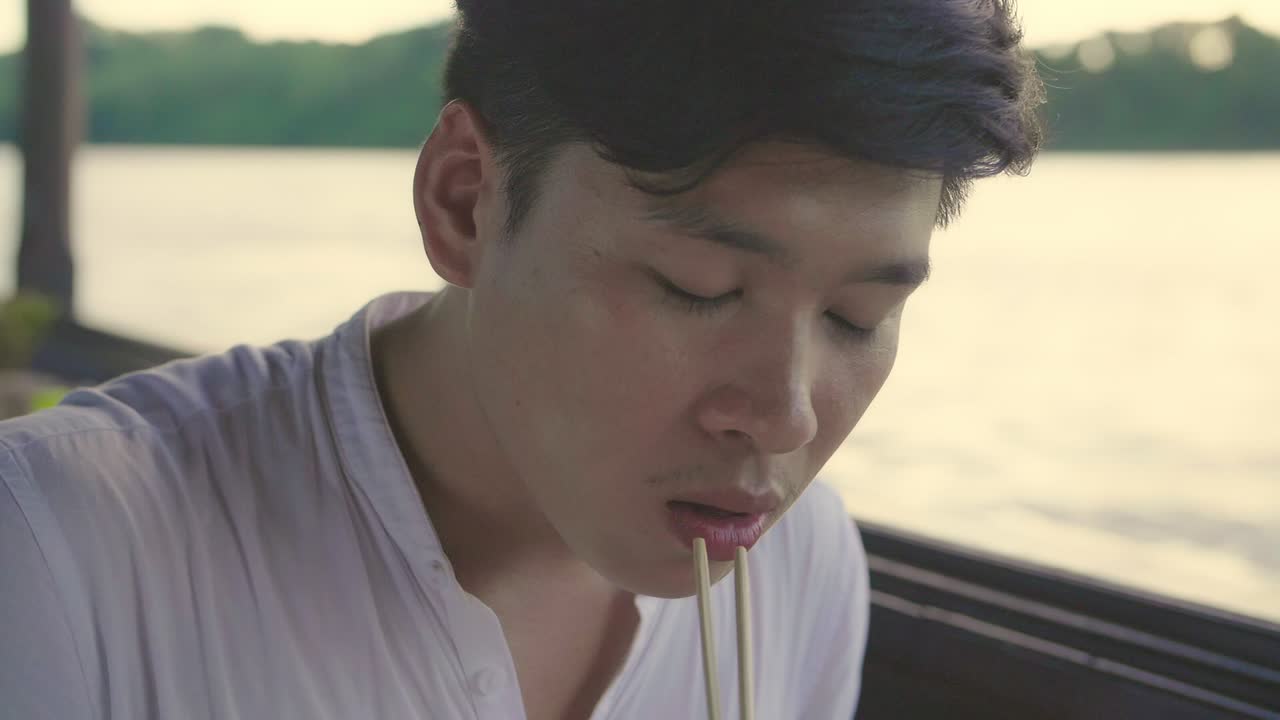 Man Eating Food,Slow Motion