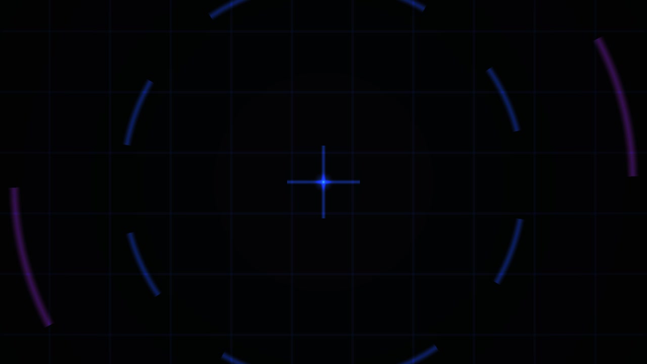 Digital HUD Interface with Rotating Circular Target and Grid