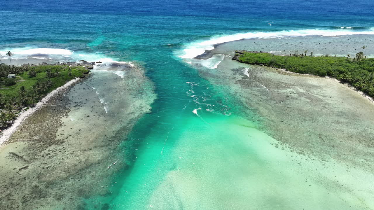 Entrance of Avana Passage harbor in Rarotonga Cook Islands
