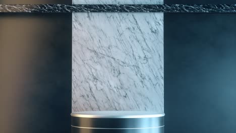 marble stand with metals details for product presentation. 3d render animation