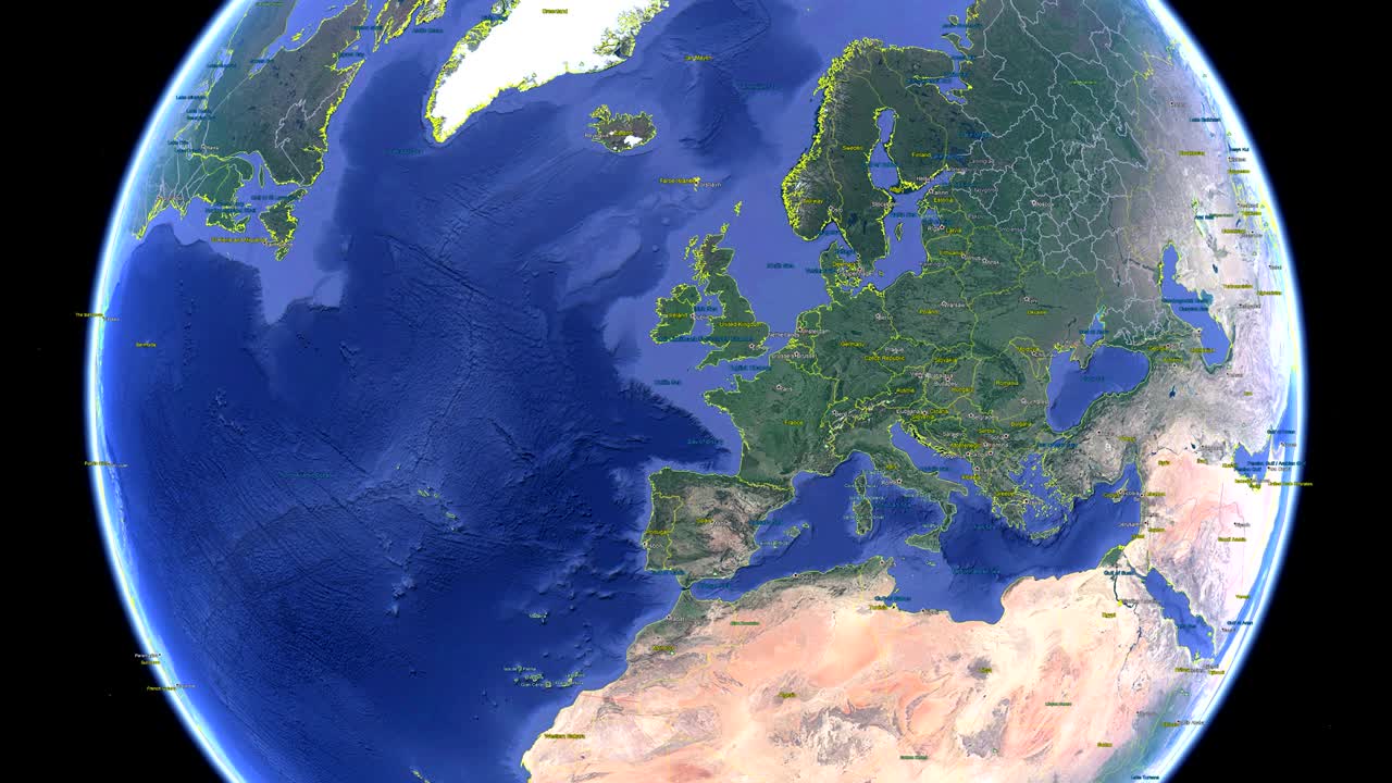 네덜란드의 발과 함께 우주에서 3d 지구 - 네덜란드 외부에서 확대