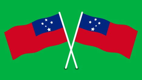 cruzaron la bandera de samoa agitando imágenes aisladas en pantalla verde con bucle sin fisuras.