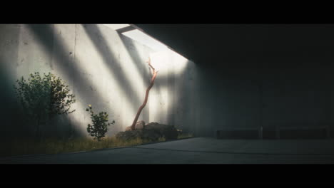 modern concrete interior with plants and natural light
