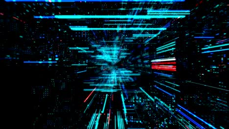 ciudad virtual digital abstracta. escaneo de la ciudad para el concepto de ataque de hackers. render 3d 4k bucle