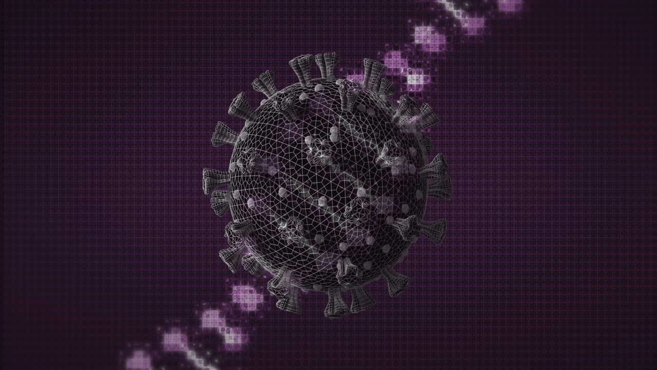 animación de la célula del virus y la cadena de adn sobre un fondo gris