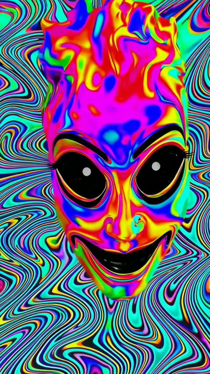Psychedelic Abstract Face with Swirling Colors