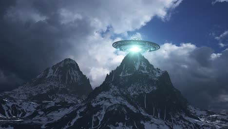 ufo over snowy mountains