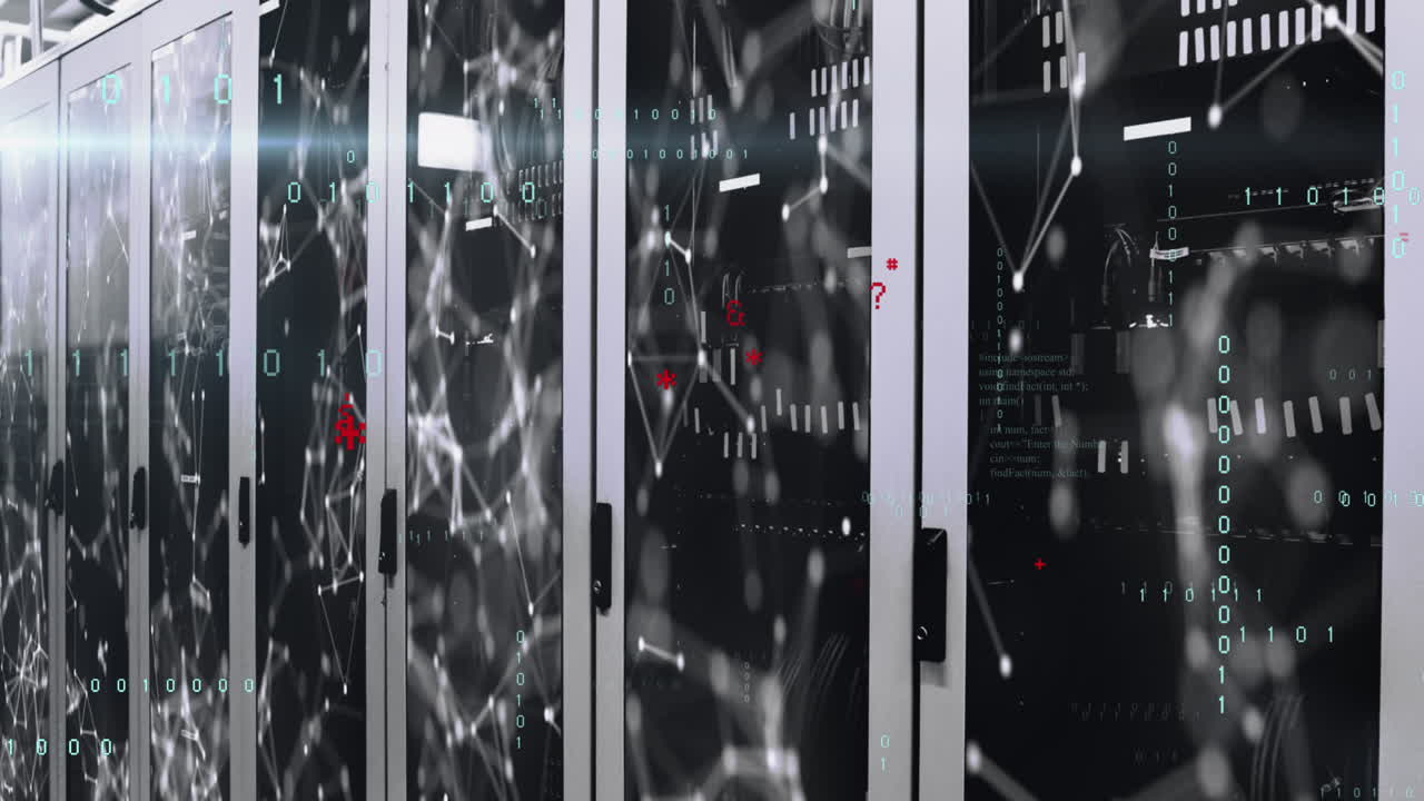 Animation of data processing over server room