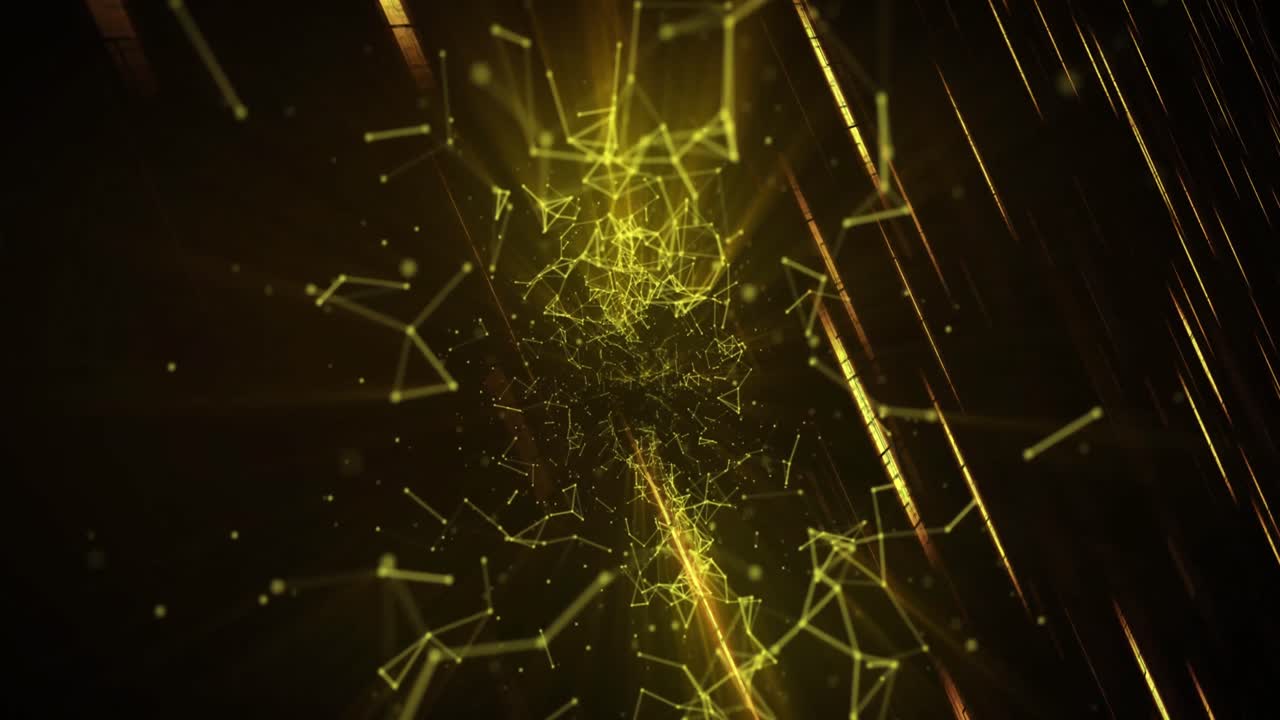 검은색 바탕에 선을 통해 연결된 네트워크의 애니메이션