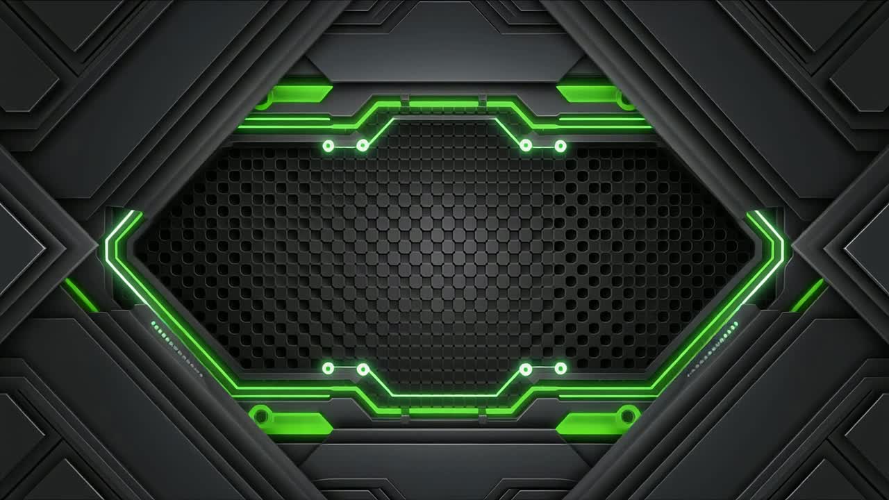 Sfondo tecnologico astratto con linee di circuito verdi luminose.
