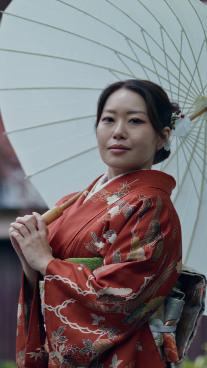 Woman in traditional Japanese kimono