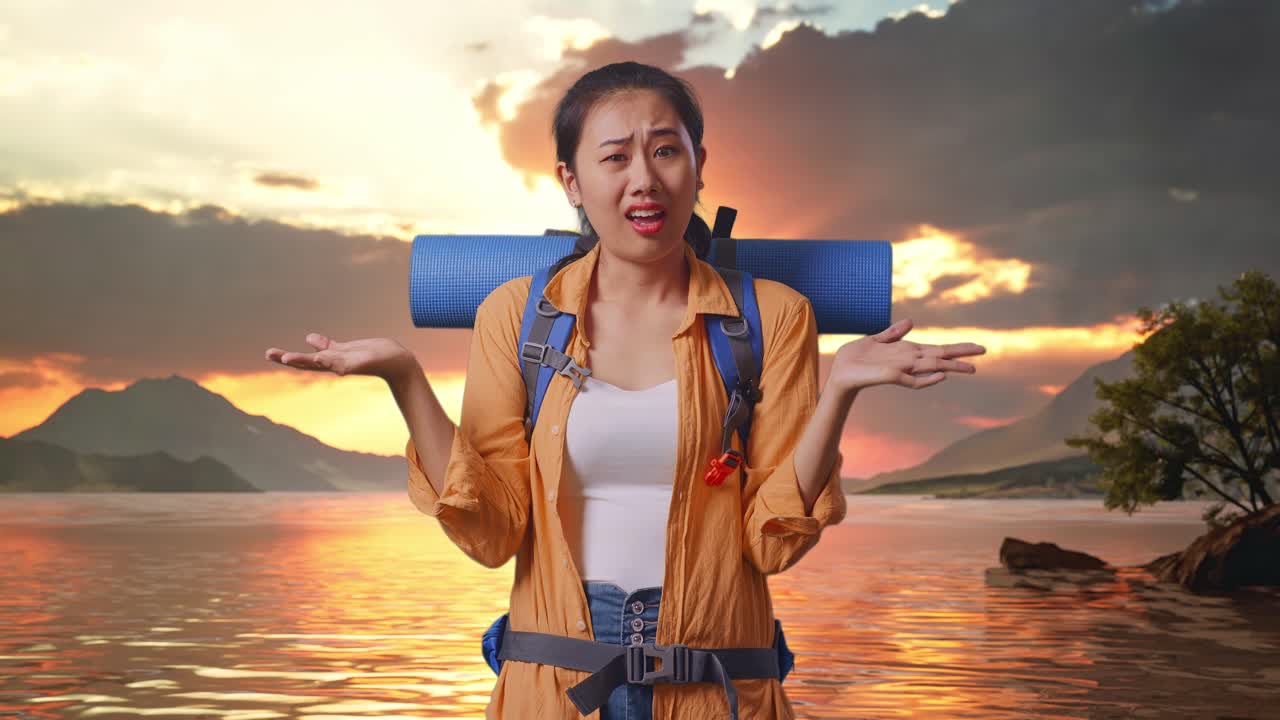 Confused Tourist at Sunset