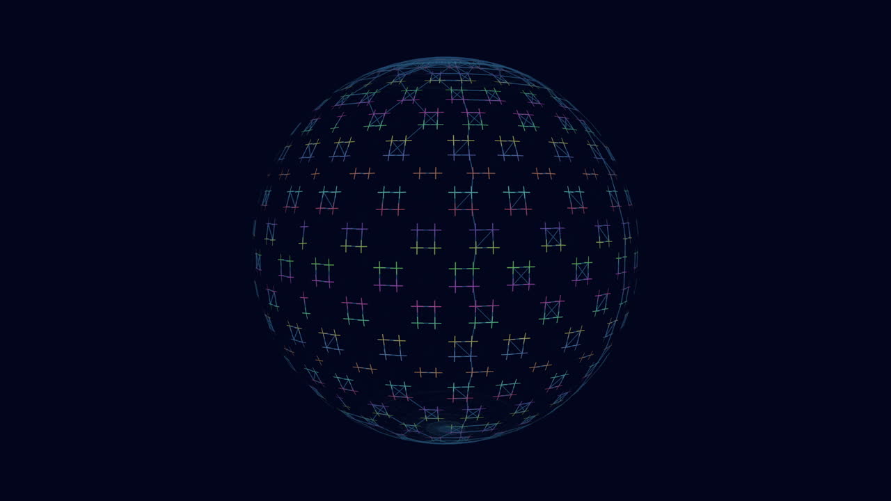 esfera futurista de neón con líneas conectadas en el espacio oscuro