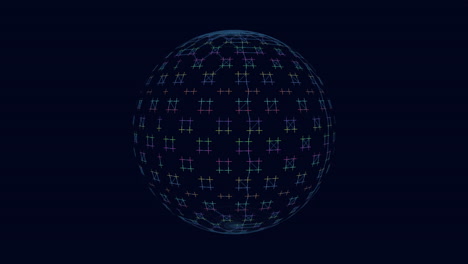 Neon-futuristic-sphere-with-connected-lines-on-dark-space