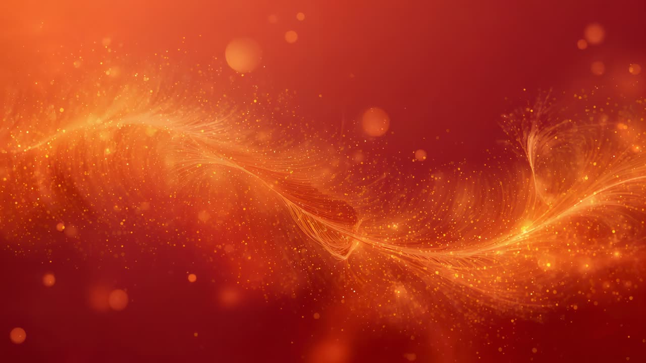 Glowing filament undulating across red orange gradient, emitting sparks ...