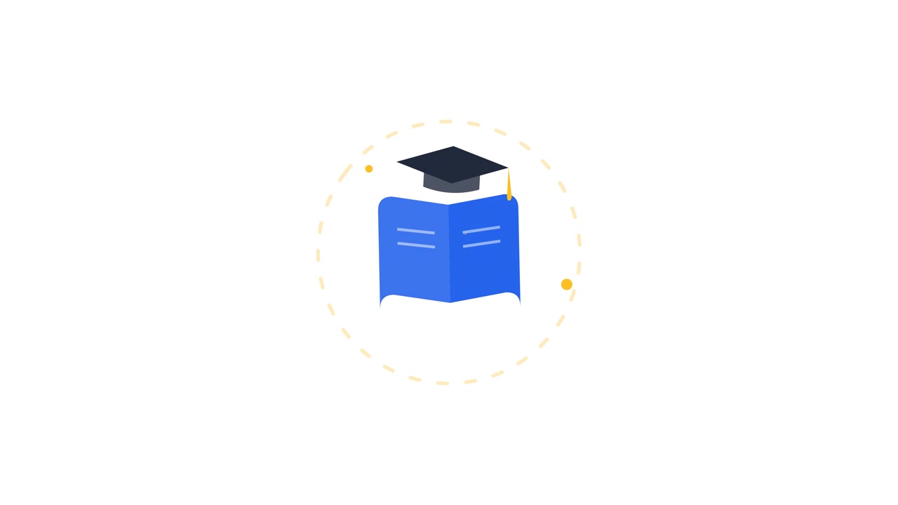 Animated Graduation Cap on Open Book Icon