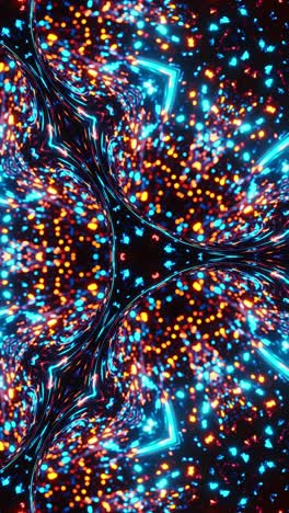 colorful abstract animation of stars and lights. kaleidoscope vj loop vertical