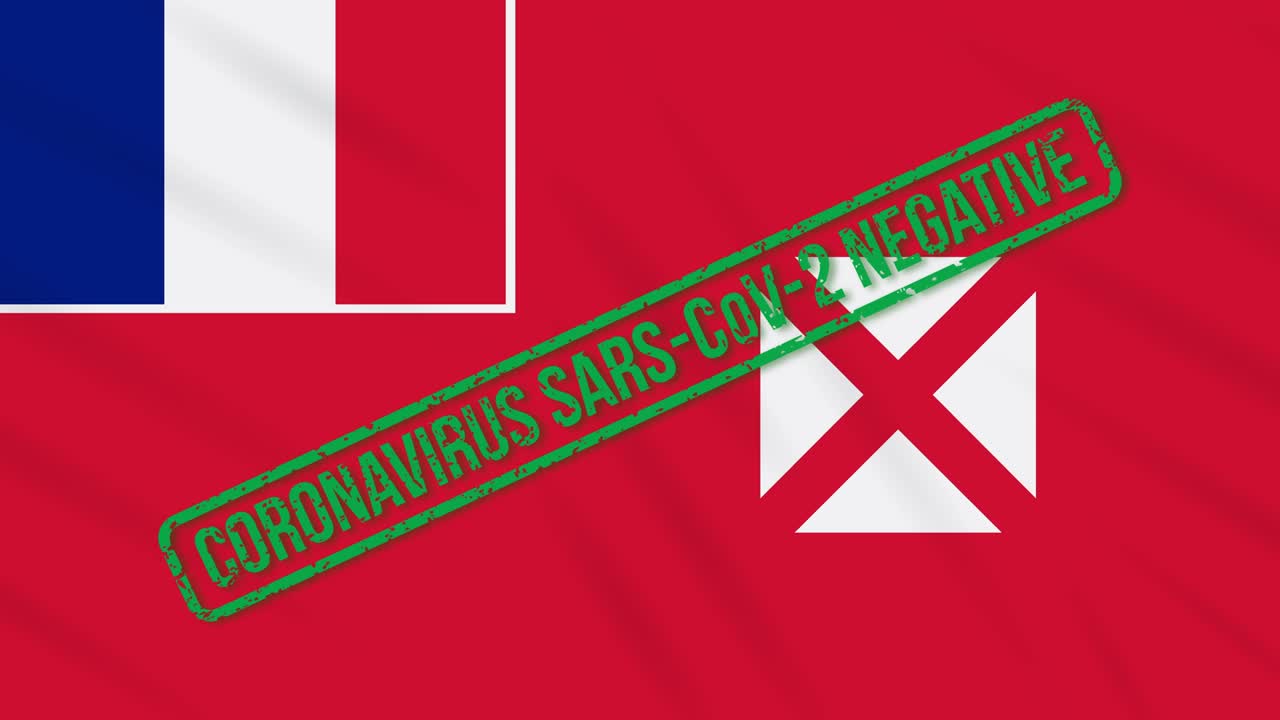 월리스와 푸투나는 코로나 바이러스로부터의 자유의 녹색 스프를 가진 발을 흔들고 있습니다.