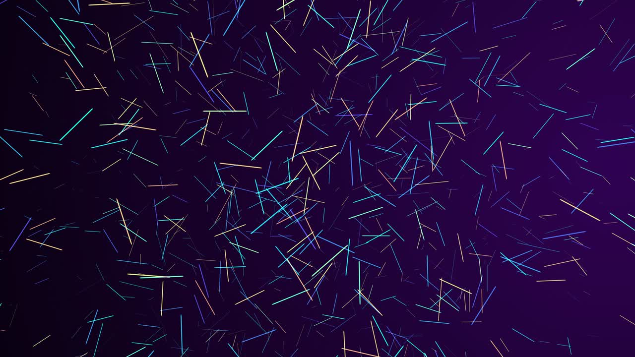Abstract background with millions of bright laser beams in red, blue, green and yellow moving up.