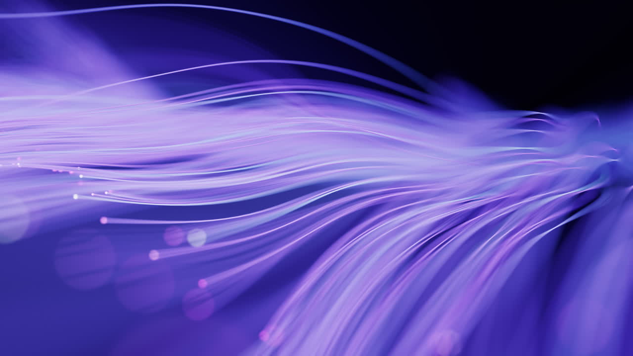 Flowing neon curve lines background, 3d rendering.