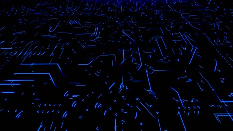an abstract concept of a digital circuit board working in real-time, blue colored version - seamless looping