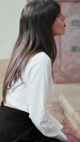 woman on her knees in the church adoring god