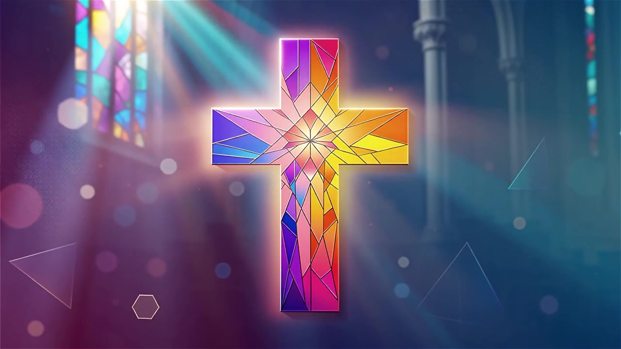 Cruz Cristiana con Luz Celestial, Fondo para Adoración.