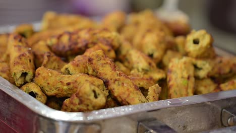 kabab in steel bowl in hotel