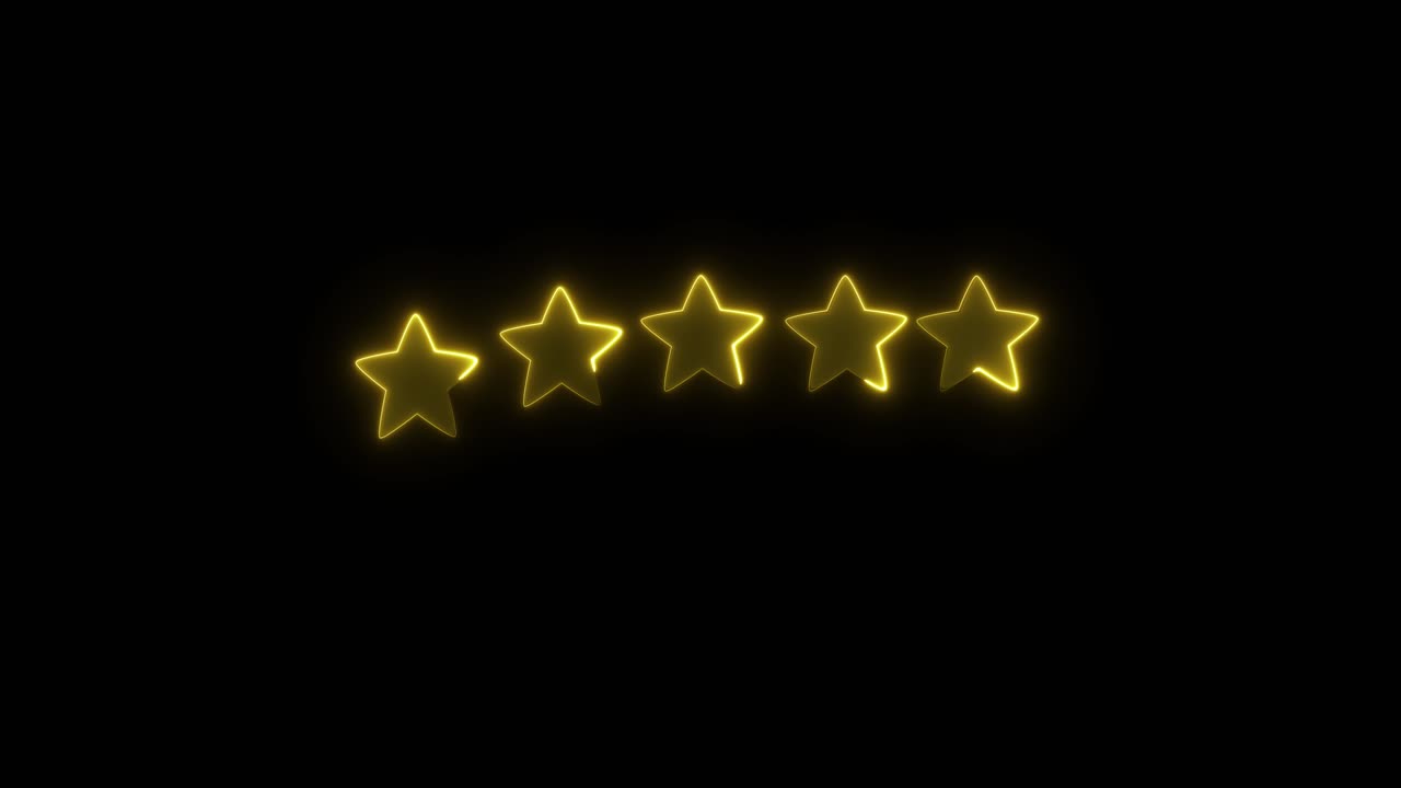 Yellow neon stars animate in a smooth, flowing sequence against a black background, creating a mesmerizing visual effect