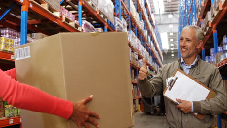 warehouse workers working together