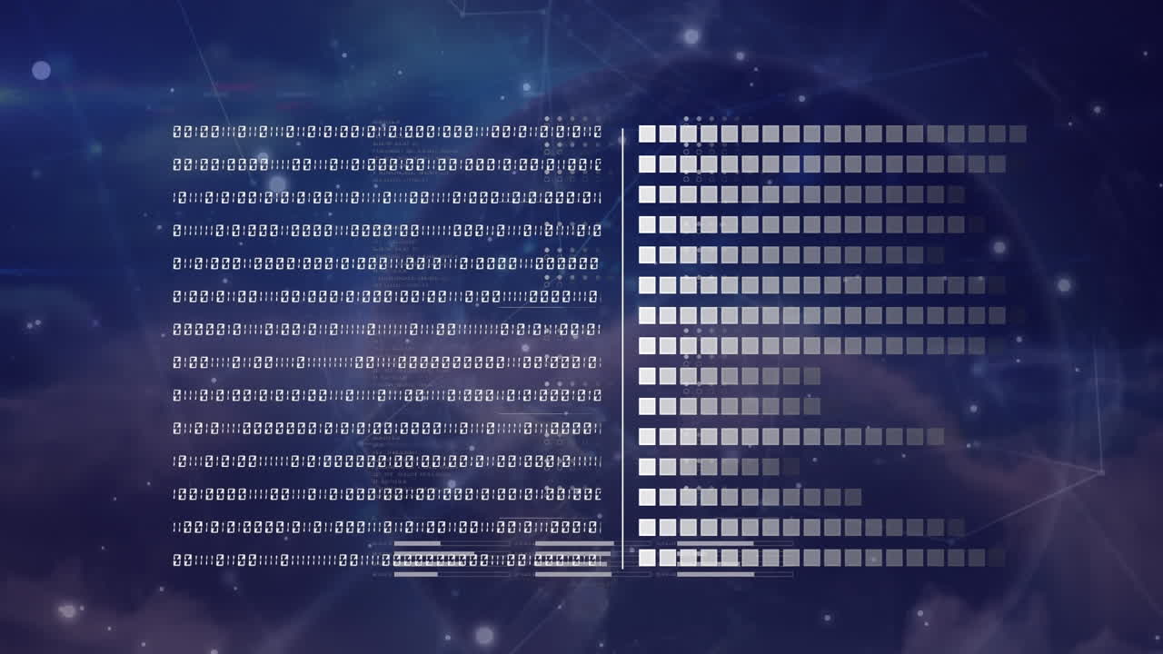 Animation of globe with network of connections and data processing on black background
