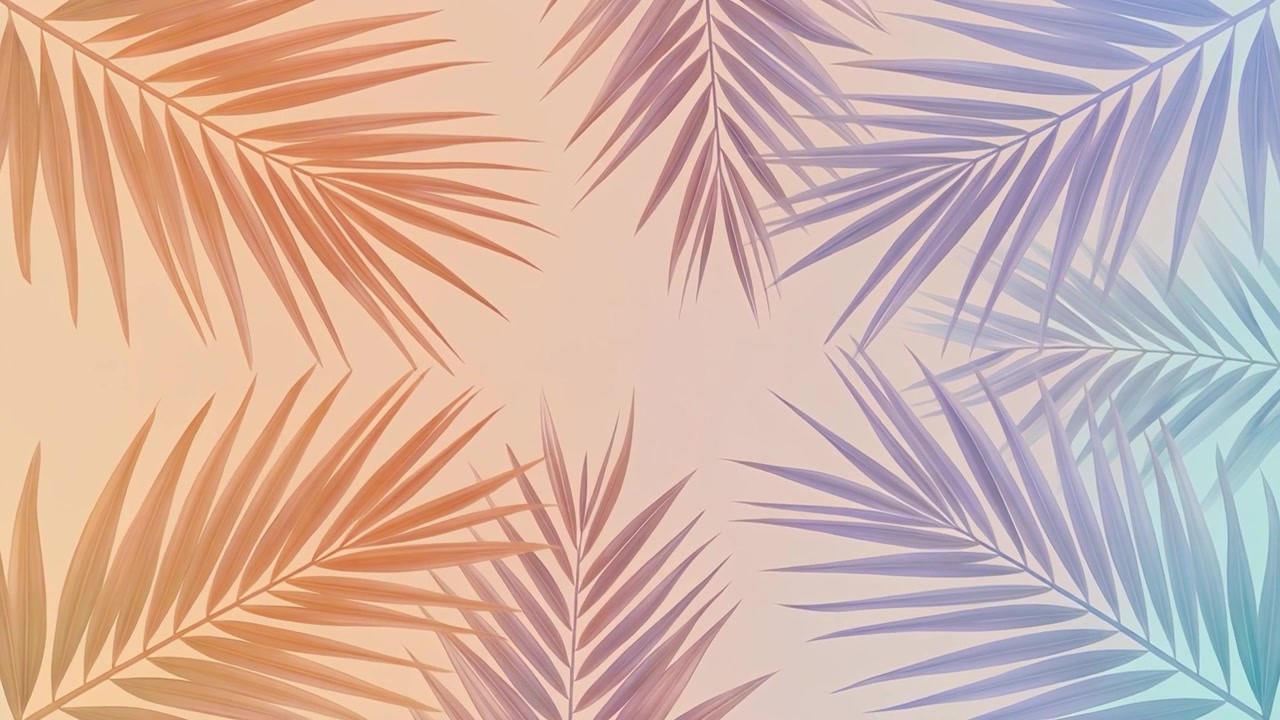 Abstract Palm Leaves with Gradient Color Background
