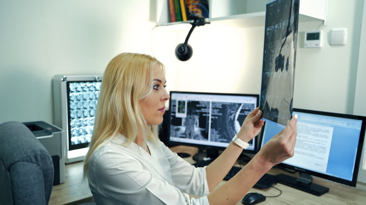 Doctor reviewing medical images