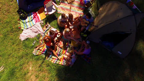 friends having picnic in park