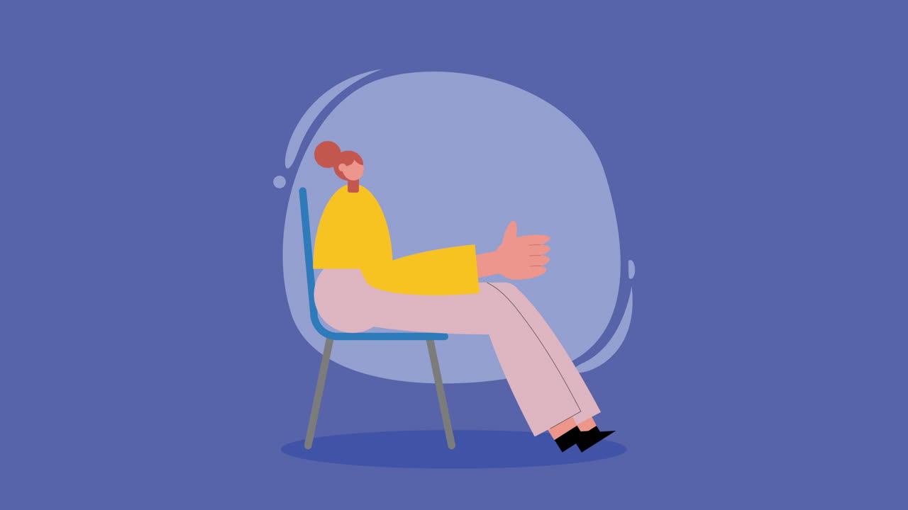 의자 에 앉아 있는 여자