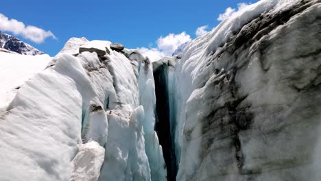 Aerial-take-of-argentière-glacier-in-the-french-alps,-nearby-Chamonix