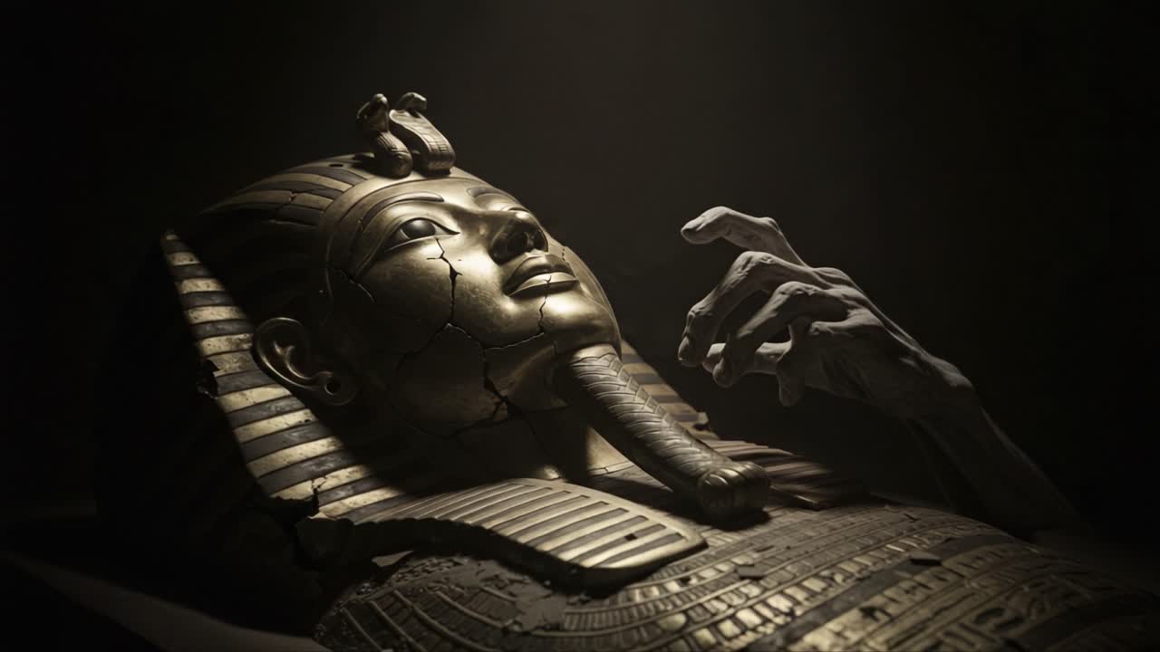 An Unearthed Pharaoh: The Ancient Relic Reveals Its Secrets Amidst the Shadowy Tomb, Where Time Stands Still and History Awaits to Be Unfolded