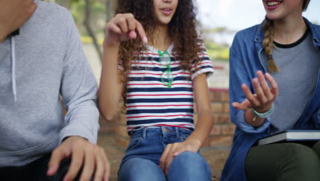 Eine-Gruppe-Teenager-Studenten,-Die-Währenddessen-Rumhängen