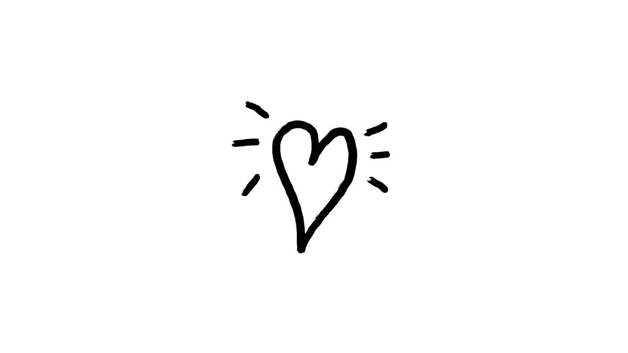 Semplice animazione di cuore disegnato a mano con scintillio