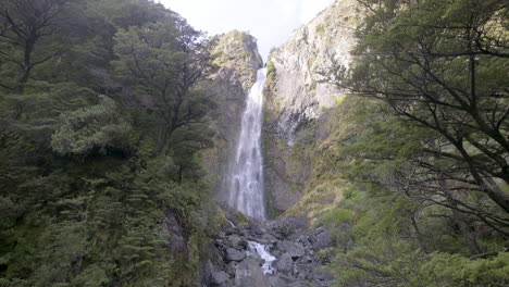 devils punchbowl waterfall on the south island in new zealand