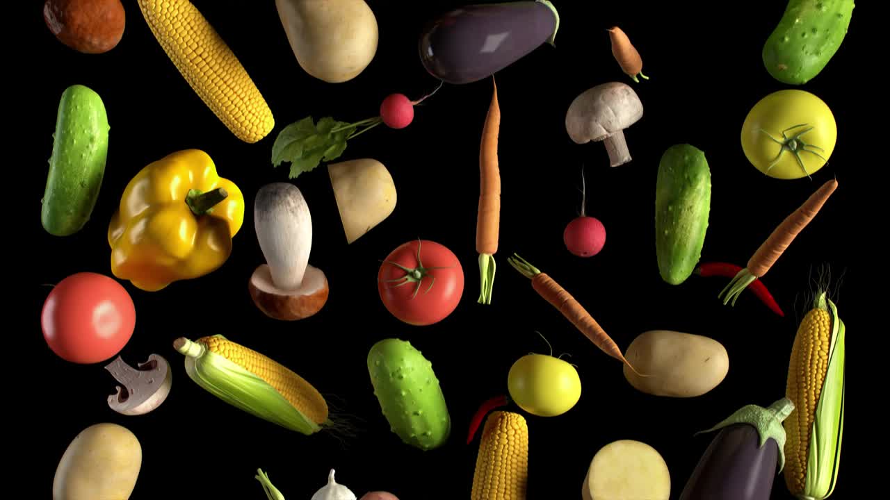 las verduras caen en negro