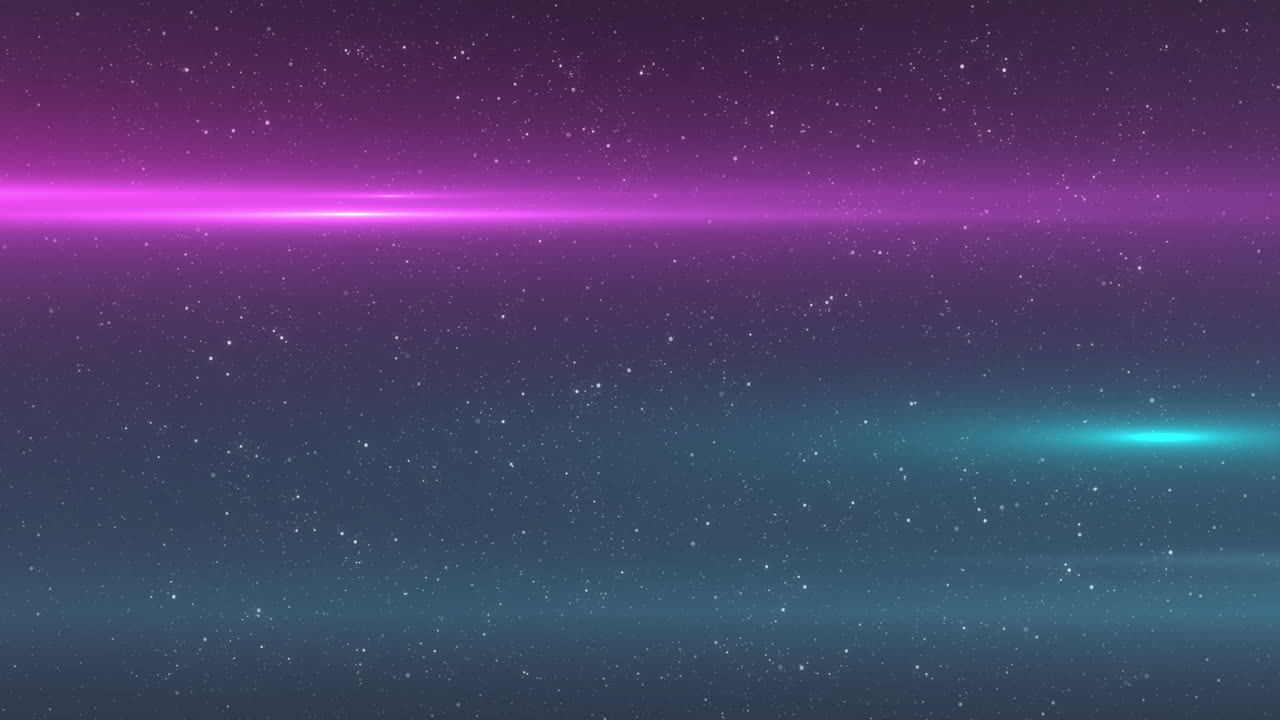 Glowing green and pink rays of light moving in the night sky