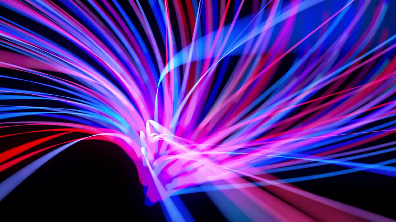 flujo de luz bg en 4k. fondo en bucle abstracto con rastros de luz, flujo de líneas de neón rojo azul en el espacio se mueven para formar formas espirales en bucle. fondo de diseño de movimiento moderno de moda. efecto de luz,